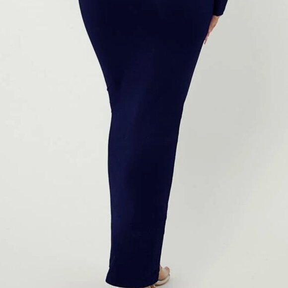 Women's Navy Blue  Long Sleeve Maxi Dress NEW L Large Stretchy Soft - Picture 6 of 7